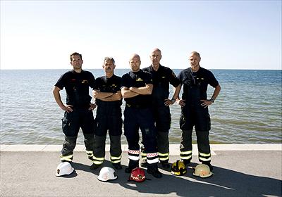 SOS Gute Frv. Andreas Pettersson, Rolf Bonté, Jonatan Ahdrian, Lars "Bäckis" Bäckman och Peter Kolberg. Foto:Louise Wiker/Kanal 5.